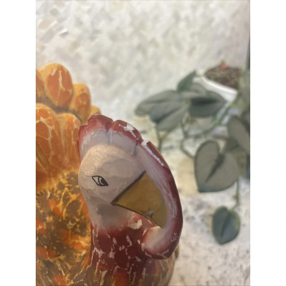 Articulated‎ Pier 1 Folk Art Wood Turkey Figure Thanksgiving Jointed Self Sitter